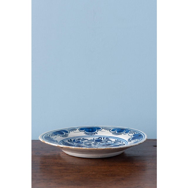 Dutch Delft Blue & White Floral Plates, 1700s, Set of 3 For Sale - Image 9 of 14