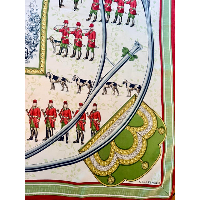 Hermes Sonneurs De Trompe Silk Scarf 1961 Designed by Françoise De La Perriere For Sale - Image 11 of 12