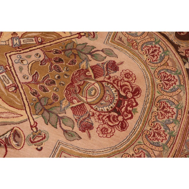 Art Nouveau 1990's Pak-Persian Brown/Taupe Wool Rug - 5'11'' X 9'6'' For Sale - Image 4 of 9