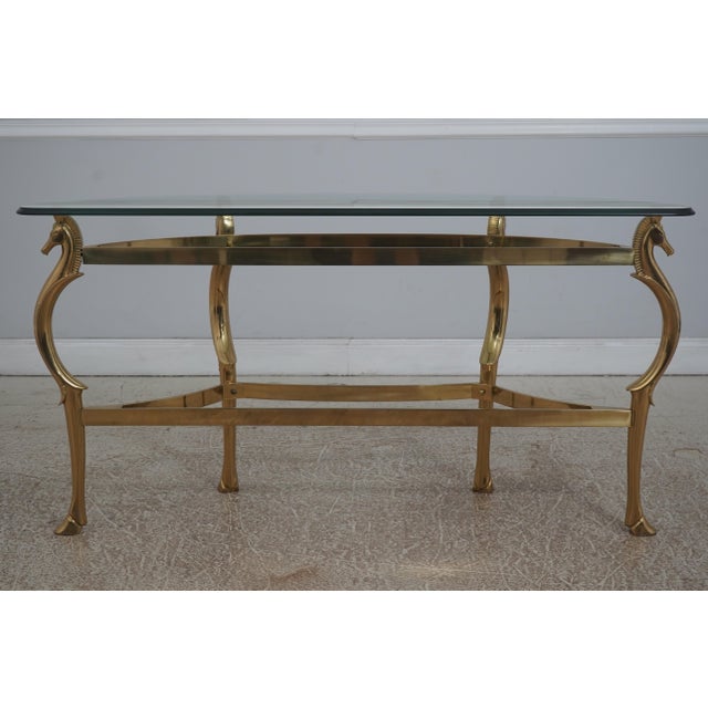 Labarge Brass & Glass Horse Head Demilune Console Table For Sale - Image 12 of 13