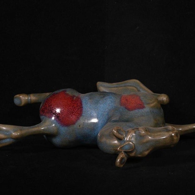 Chinese Jun Ware Style Flambe Glaze "Horse Treading on a Swallow" Sculpture For Sale In Los Angeles - Image 6 of 9
