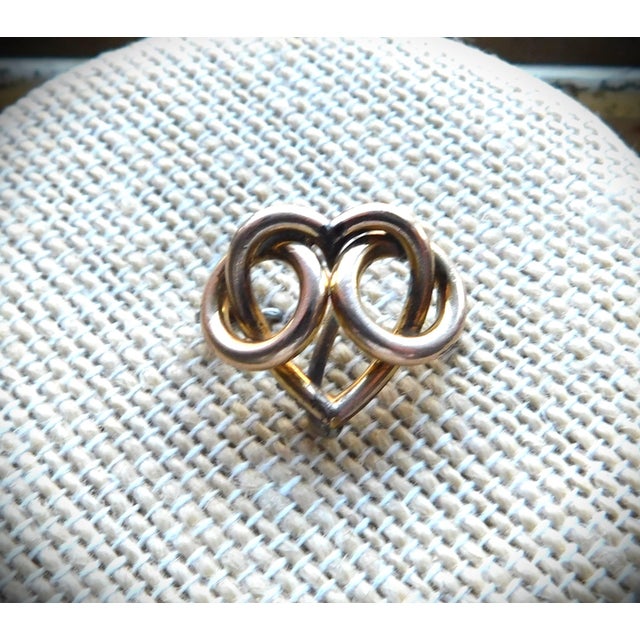 Gold Antique Gold-Filled Heart Watch Pin For Sale - Image 8 of 9