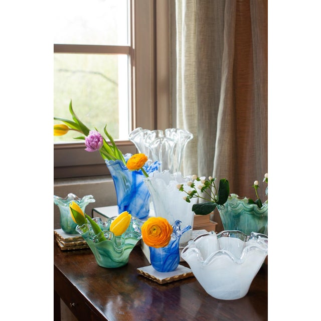 2020s VIETRI Onda Glass Green Petite Ruffled Bowl For Sale - Image 5 of 6