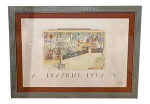 1930s Art Deco Brazilian Embassy Adelaide Briggs Gouache Painting, American
