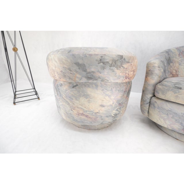 Pair Mid-Century Modern Milo Baughman Thayer Cogging Swivel Barrel Lounge Chairs For Sale - Image 17 of 18