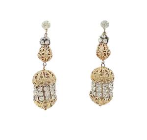 Vintage 1960s Signed Castlecliff Rhinestone Drop Clip Earrings - 2 Pieces