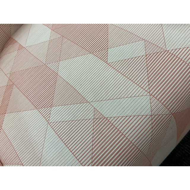 2000 - 2009 Set of 5 Steelcase Turnstone Jenny Low Club Lounge Chairs Pink Geometric Pattern For Sale - Image 5 of 12