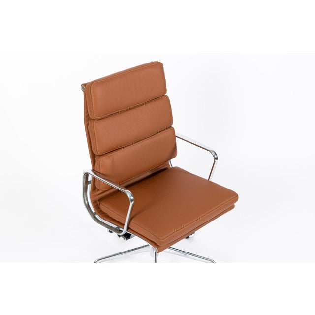 Herman Miller Eames Tall Medium Brown Leather Desk Chair Soft Pad For Sale - Image 9 of 12