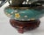 "ASIA" Cloisonné enamel bowl and wooden base Decorated with flowers and branches Bouquet of flowers in hardstone (minor...