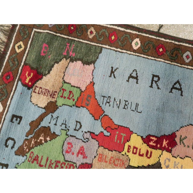 Galerie Shabab Collection Mid-20th Century Turkish Map Rug For Sale - Image 9 of 11