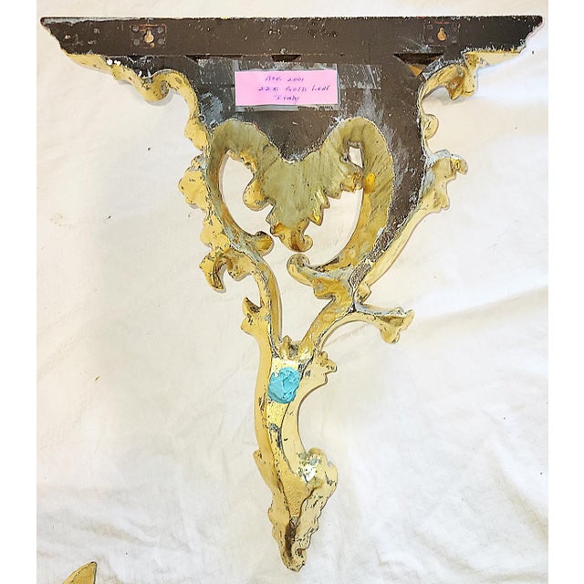 1970s Italian Carved and Gilded Rococo Wood Wall Bracket Shelves For Sale - Image 9 of 9