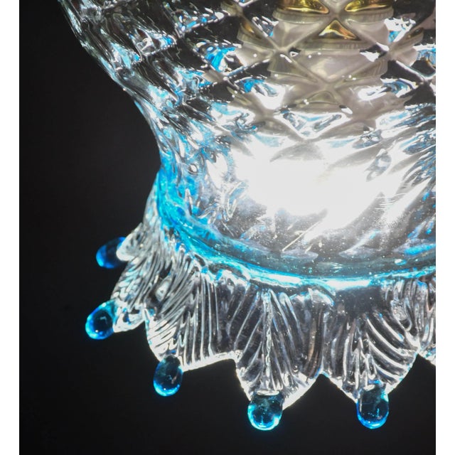 1970s Set of 3 Murano Blu Glass Pendant Light For Sale - Image 12 of 13