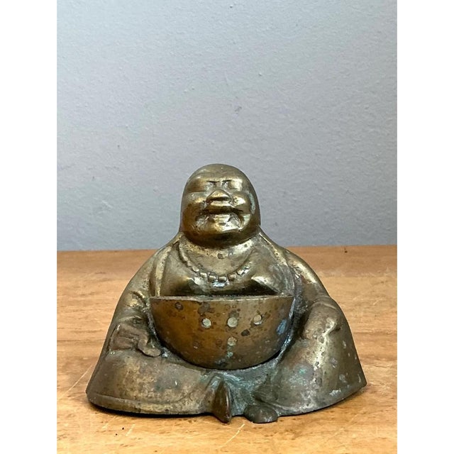 Vintage Brass Buddha Figurine For Sale - Image 10 of 12