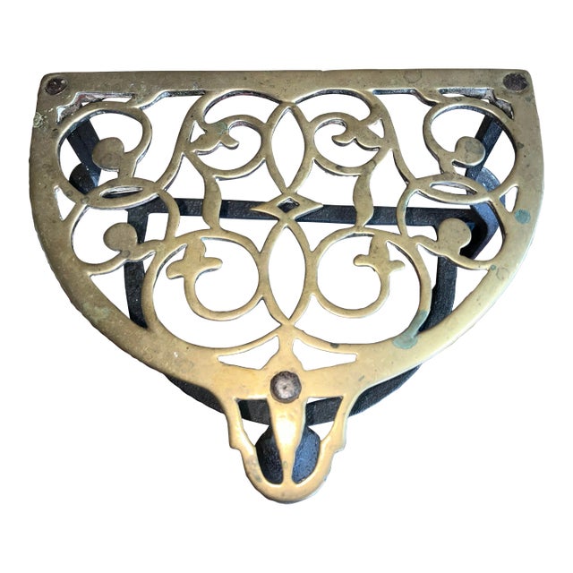 Early 20th Century Brass & Iron Trivet Footman Stand For Sale
