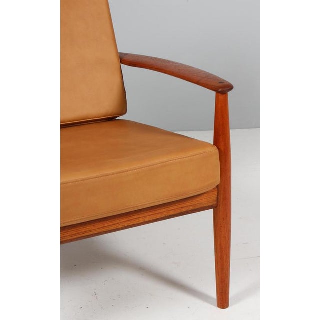 Lounge Chair in Teak and Full Grain Aniline Leather by Grete Jalk, Denmark, 1960s For Sale - Image 6 of 9