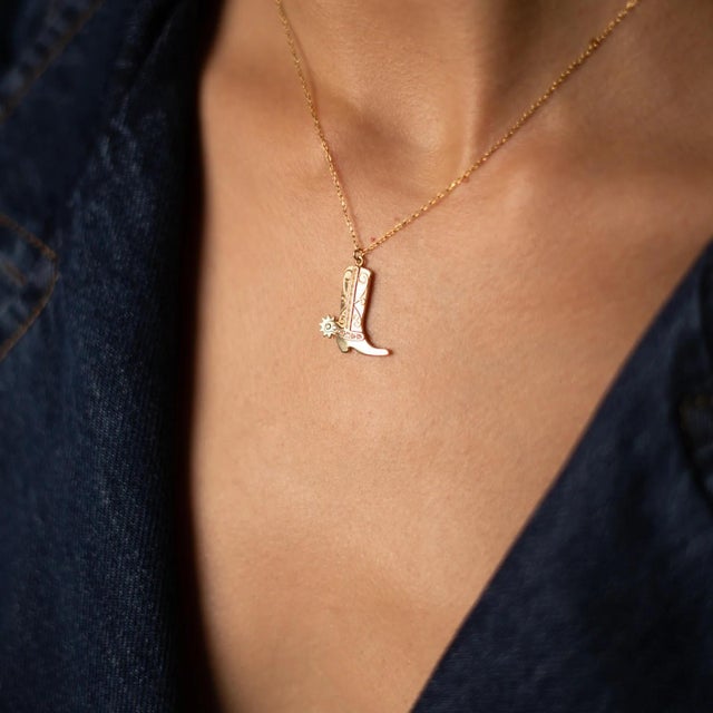 Western Spirit Cowboy Boot Gold Vermeil Necklace For Sale - Image 4 of 7