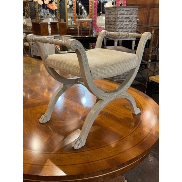 Late 19th century Swedish carved and painted bench. Swedish carved benches span Gustavian, Neoclassical, and folk/peasant...