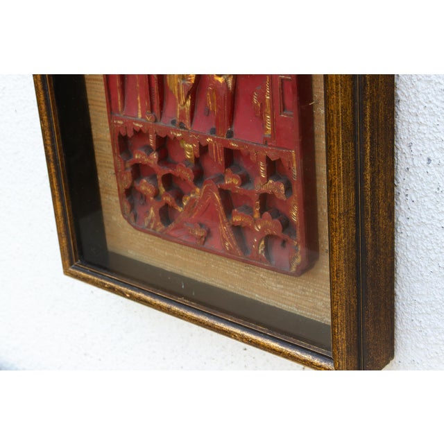 Red Antique Framed Red & Gilt Carved Wall Art For Sale - Image 8 of 10