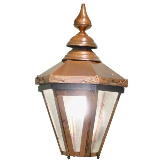 Copper Large Copper Wall Hanging Lantern, 1960 For Sale - Image 8 of 8