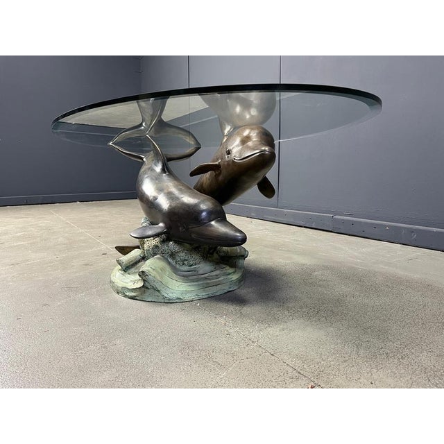 Bronze Dolphin Coffee Table by C. Caudion, 1960s For Sale - Image 9 of 17