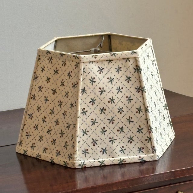 Late 20th Century Hexagonal Fabric Lamp Shade With Floral Motif For Sale - Image 10 of 12