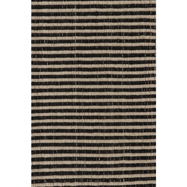 Rug & Kilim’s Contemporary Kilim, Beige with Black Textural Stripes For Sale In New York - Image 6 of 10