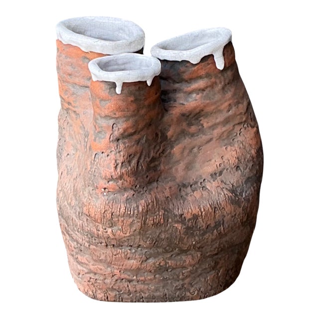 Vintage 1972 Organic Form Pottery Vase For Sale