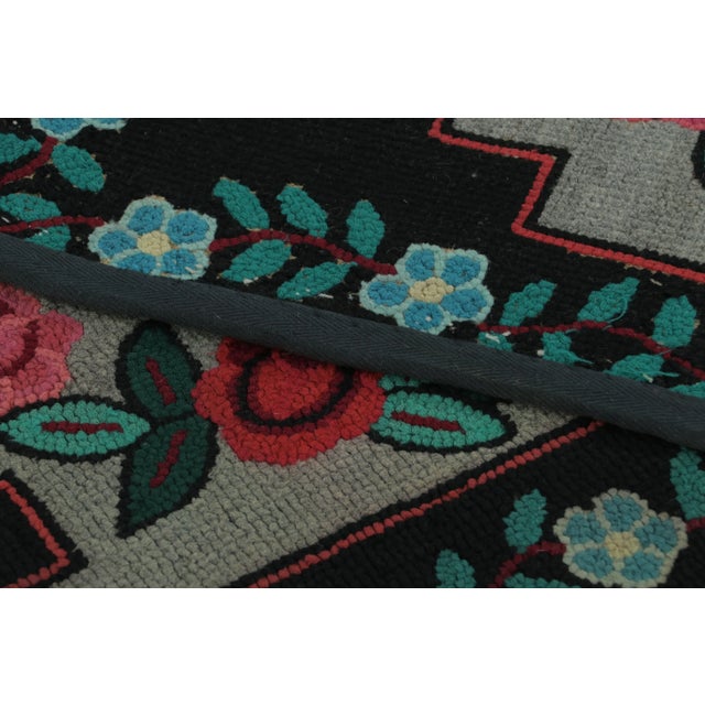 Textile Antique Hooked Rug With “Home Sweet Home” Quote & Flowers - Rug & Kilim For Sale - Image 7 of 7