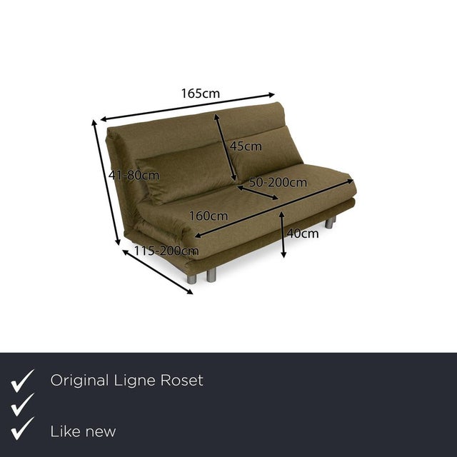 The Multy sofa by Ligne Roset has been reupholstered in a green fabric and stands on round, silver legs. Its minimalist...