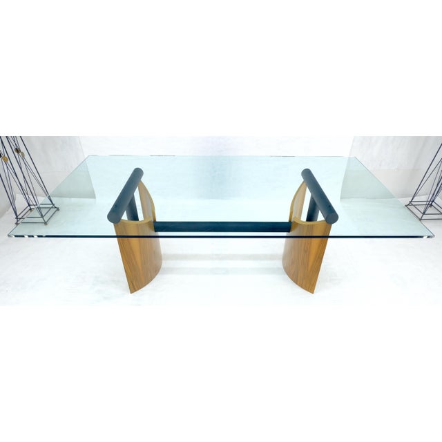 MINT Large 48x90 Rectangle 3/4” Thick Glass Top Teak Base Modern Conference Table