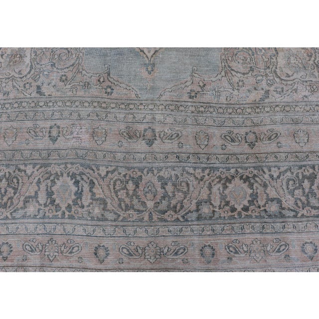 Antique Persian Khorassan Rug With Soft Blue and Taupe Allover Medallion 9'7 X 13 For Sale - Image 12 of 16