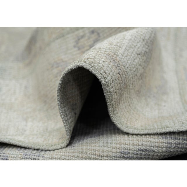 Gray Turkish Oushak Rug Gray & Sage Handwoven Wool Rug 3'11" X 6'3" For Sale - Image 8 of 9