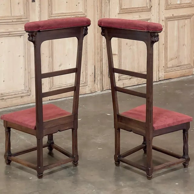 Wood Pair 19th Century French Walnut Neogothic Prayer Kneelers For Sale - Image 7 of 12