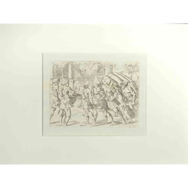 Giovanni Lanfranco, Joshua 6, Old Testament Story, Etching, 1600s For Sale - Image 3 of 3