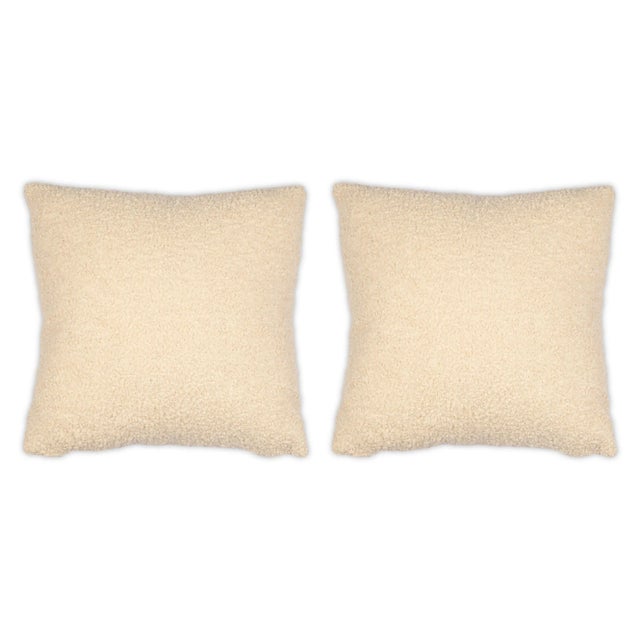 Transitional Teddy Ivory 22x22 Pillow, A Pair For Sale - Image 3 of 3
