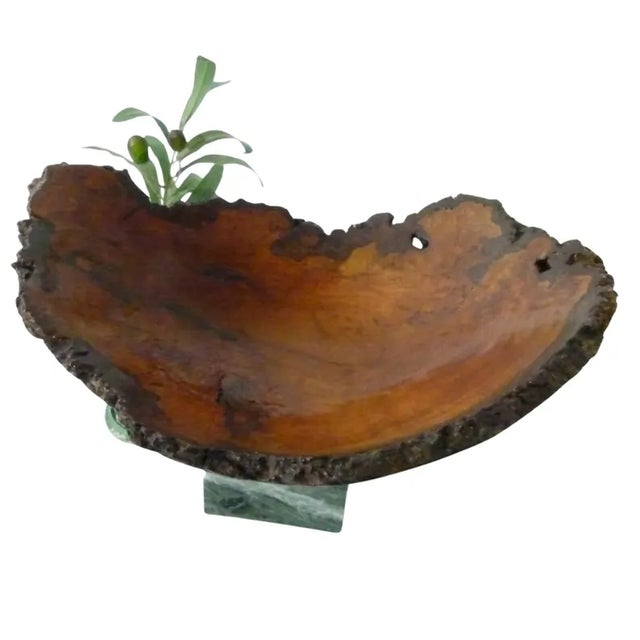 1970s Cherry Burl Bowl by Hoyt G. Brown Signed . Appalachian Folk Art . Live Edge Wood Bowl For Sale - Image 4 of 18