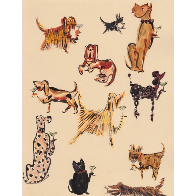 "Booze Hounds 2" Contemporary Expressionist Figurative Whimsical Print by Pauline de Roussy de Sales For Sale