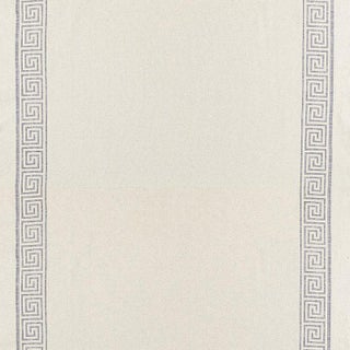 Sample - Schumacher Greek Key Embroidery Ii Fabric in Zinc For Sale
