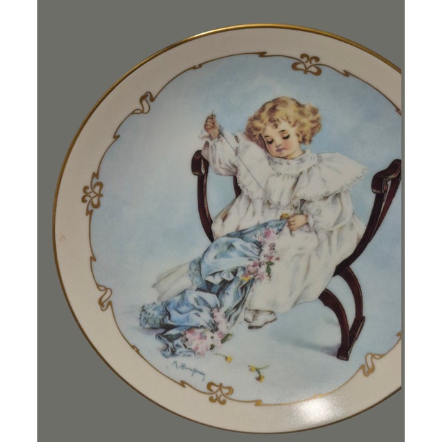 Vintage Little Ladies Maud Humphrey Bogart "The Seamstress" Decorative Plate For Sale - Image 4 of 8