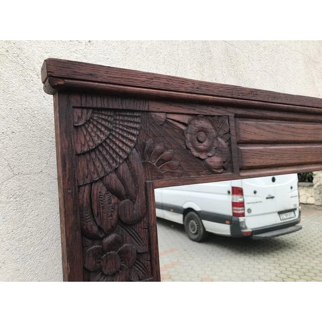Art Deco Style Shelf Mirror with Oak Frame, 1920s For Sale - Image 10 of 13