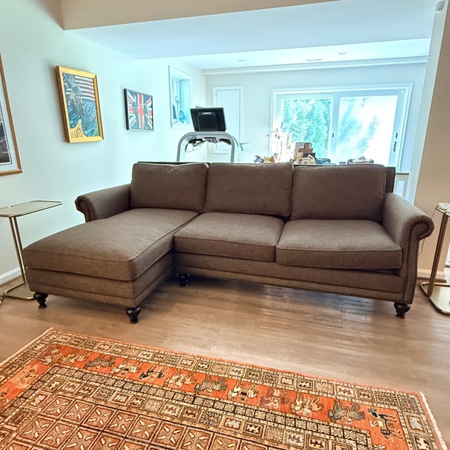 Bernhardt Roll Arm Sofa With Chaise For Sale In Washington DC - Image 6 of 12