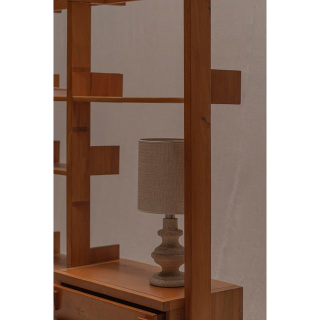 French Minimalist Wall Unit in Elm from Maison Regain, 1970s For Sale - Image 9 of 16