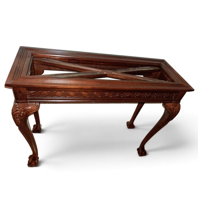 Early 20th Century Exquisite Chippendale revival Glass Top Console Table Elevate your entryway, parlor, or living space...
