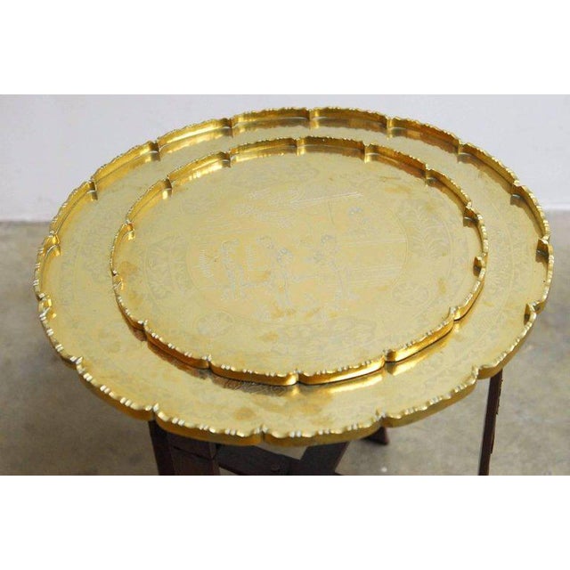 Asian Folding Brass Tea Tray Table or Drinks Table Chairish