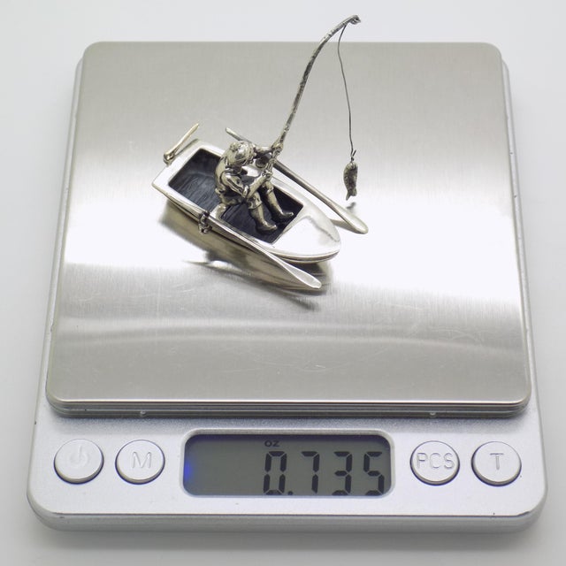 Vintage Italian Sterling Silver 925 Fisherman with Boat Figurine by Medusa-Oro, 1980s For Sale - Image 12 of 14