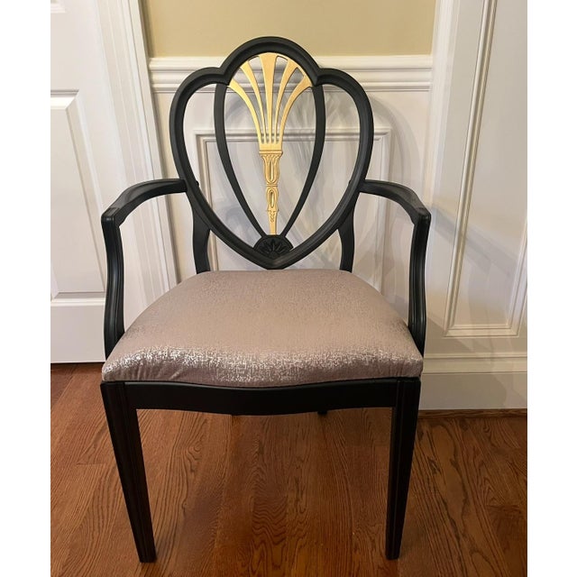 Chairs Dining Mid Century Hepplewhite Black Painted Vintage For Sale - Image 9 of 9