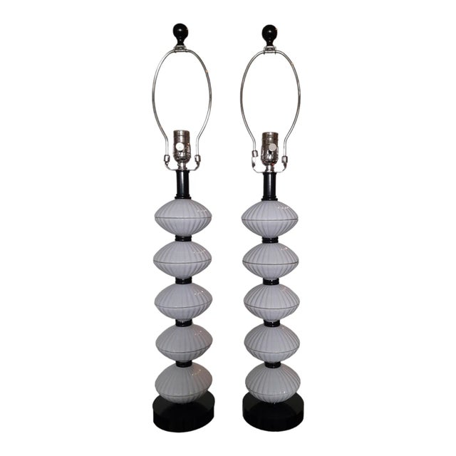 Mid-Century Modern Pair of Contemporary Currey & Co Atomic Age Table Lamps For Sale - Image 3 of 10