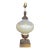 Vintage Hollywood Regency Mid Century Table Lamp - Brass, Blue Milk Glass, Gold Stenciled For Sale