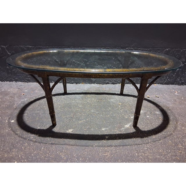 1940's Hollywood Regency Faux Tortoise/ Bamboo Form Coffee/ Cocktail Table For Sale - Image 4 of 12