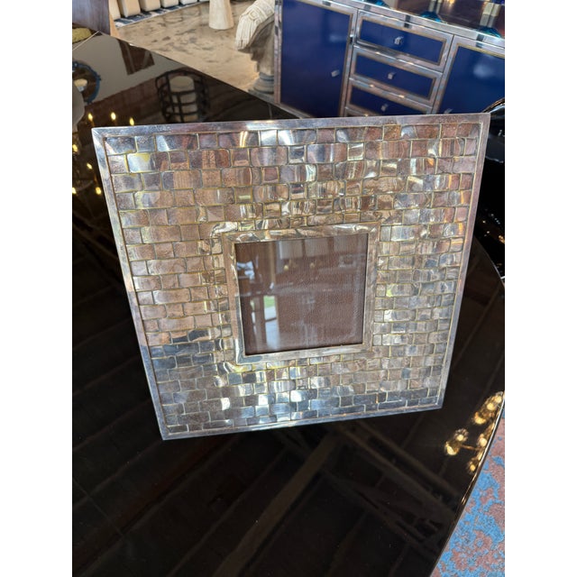 Vintage Italian Hand-Woven Silver Plate Picture Frame, 1970s For Sale - Image 4 of 7